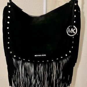 Authentic Michael Kors Black Suede fringe shoulder bag